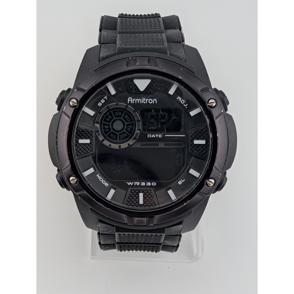 Armitron Pro Sport Ditial Watch Men‎ 49mm Case Black 40/8257- New Battery